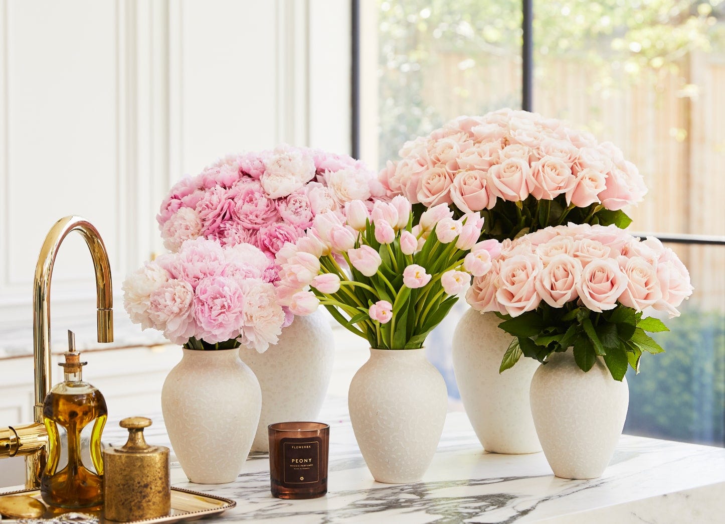 Pink flowers with a vase